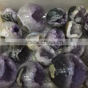 Natural Rock Amethyst Geode Uruguay Sphere Smile Crystal Ball On Sale thumbnail-1