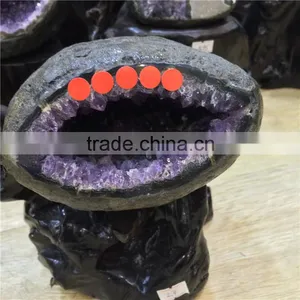 Natural Rock Amethyst Geode Brazilian Crystal Ornaments Wholesale thumbnail-2
