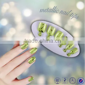 Free Samples Metallic Colored Acrylic Artificial Nail Tips Christmas Decoration Full Cover Color Manicure Fake Nail Tips Quality Choice thumbnail-6