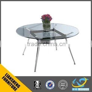 Modern Tempered Round Glass Conference Table Meeting Table thumbnail-1