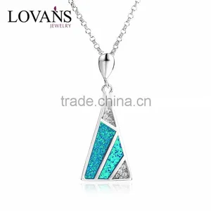 2016 Latest Design Triangle Opal 925 Silver Pendant Necklace thumbnail-1