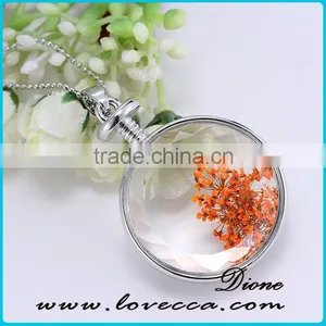 Silver Color Plating Glass Dried Flower Necklace thumbnail-6
