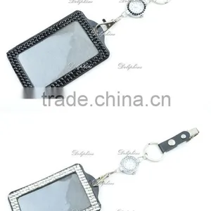 New Style Crystal Rhinestone With Watch ID Badge Holder Key Ring From Manufacturers thumbnail-2