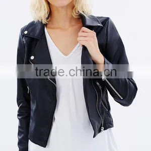 OEM Wholesale Hi-end Strechable Pu Custom Woman Fall Coat Jacket New Clothes thumbnail-2