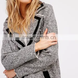 Autumn Fashion Jackets and Coats Herringbone Woman Long Casual Overcoat thumbnail-4