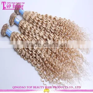 7A Unprocessed Brazilian Blonde Curly Hair Extensions Jerry Curly Virgin Hair Bundles 613# Blonde Hair thumbnail-1
