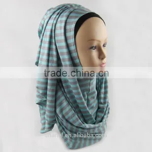 Hot Sale Cotton Stripe Scarf Muslim Hijab thumbnail-1