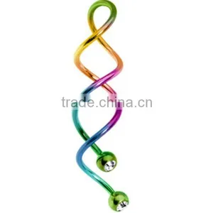 Hot Sale Titanium Rainbow Twister Rings Earrings Body Jewelry thumbnail-1