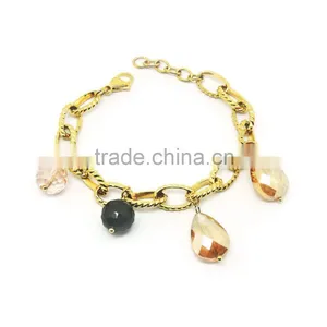 Fashion Custom Gold Stainless Steel Charm Bracelet for Girl thumbnail-1
