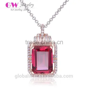Fine Jewelry 925 Silver Big Red Corundum Charm For European Necklace Wholesale thumbnail-1