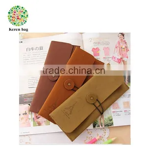 Suede Leather School&Office Use Pencil Case Ancient Tower Pencil Bags thumbnail-1