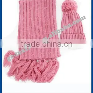 100% Acrylic Winter Sets in Pink Color for Girl With Fashion Jacquard Pattern thumbnail-1