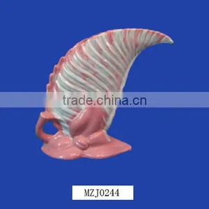 Decorative Pink Flower Leaf Ceramic Pot Vase thumbnail-1