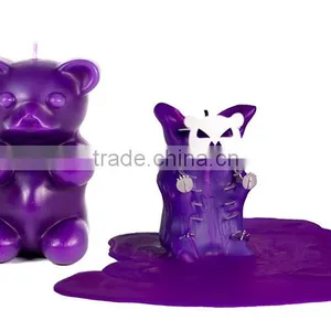 Customized Yellow Color Home Decorative Shaped Purple Bear Candle thumbnail-1
