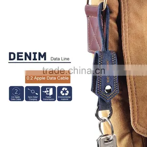 0.2M VOXLINK 5V 1A Gift Type Denim Key Chain USB Cable Charger Micro USB Data Cable for Xiaomi Samsung thumbnail-1