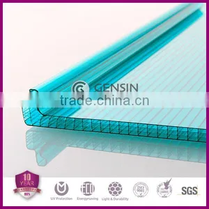Haining Gensin U-lock Multi-wall 4-wall Rectangular Structure Polycarbonate Sheets 600mm thumbnail-1