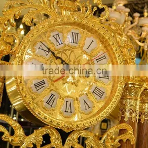 Home Luxury Decoration Antique 24K Gold Plated Floor Clock,Grandfather Clock, Made of Copper&Marble thumbnail-2