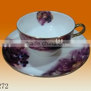 Factory Direct Manufacturer Wholesale Bulk Custom Logo Image Decal Household Porcelain Ceramic Tea Cup and Saucer thumbnail-6