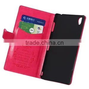 Manufacturer Cheap Mobile Phone Leather Flip Phone Case for Sony Z3 Leather Flip Back Case thumbnail-3