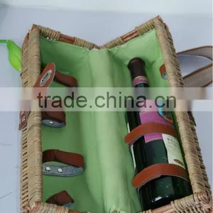 Traditional FRENCH Willow Red Wine Packing Basket With Short Leather (factory Provide) thumbnail-1