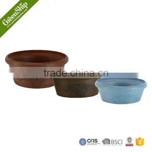Antique Round Hand Carved Plastic Flower Pot thumbnail-1