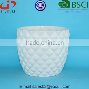 Pineapple Shape Glazed White Ceramic Garden Flower Pot thumbnail-2
