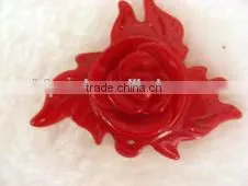 Wholesale 30-35mm Red Flower Shape & Leaf Shape Natural Ladies Coral Pendant thumbnail-1