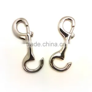 4-3/4" Solid Brass Hook in Nickel Plate, Solid Brass Swivel Eye Metal Snap Hook thumbnail-6