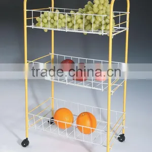 125-41 3-tier Metal Wire Storage Shelf With Wheels Storage Cart thumbnail-1