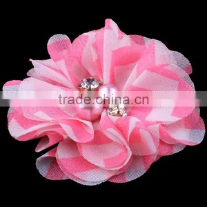 Handmade Fabric Flower With Pearl in Center Headband for Kids Hair Accessories thumbnail-4