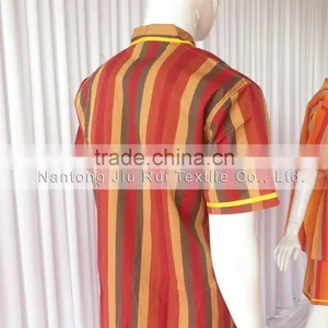 Orange/Red Stripe Sweat Steaming Clothes Elastic Waist Clothes Couples Pajamas Short Sleeve Top+Pants Pajamas for Sauna thumbnail-4