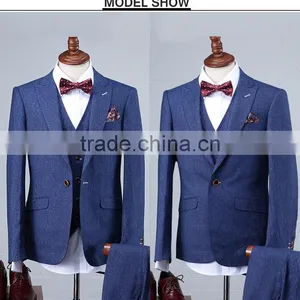 2016 Latest Design Blue Suit Pant Coat Pant Coat Design Men Wedding Suits Pictures thumbnail-1