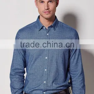 New Design Made to Measure Herringbone Cotton Slim Men Shirt BSB009 thumbnail-3