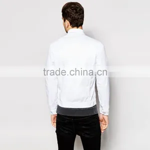 Fashion Fancy White Denim Plain Mens Bomber Jacket European Style thumbnail-2