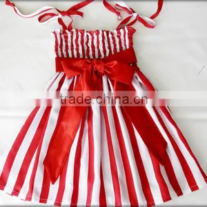 Manufacturer Baby Stripe Frock Bowknot Children's Frilly Elegant Dresses thumbnail-1