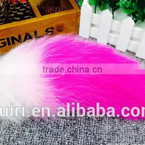 Colorful Fox Fur Keychains 100% Real Fox Fur Rehinstone Tail Bag Pendants Accessory thumbnail-4
