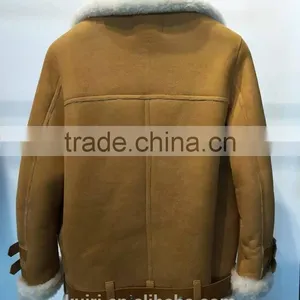 2016 New Fashion Women Winter Sheepskin + Sheep Fur Genuine Leather Jackets Lady Motorcycle Red Black Coat Outerwear Hot Sale thumbnail-6