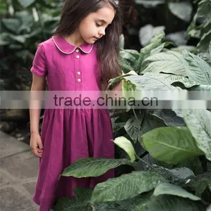 High Quality Washed Girl's Linen Dress Kids Linen Summer Dress thumbnail-4