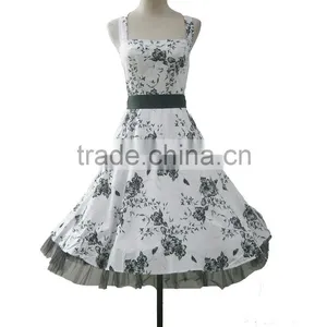 Vintage Rockabilly Full Skirt Swing Dress Ladies Dress Print Floral Lady Vintage Rockabilly Dress thumbnail-1