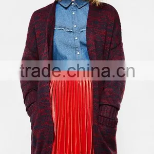 Women's Long Tunic Wrap Around Mixed Wool Cardigan Sweater With Wholesale Price thumbnail-2