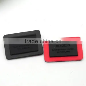 Black/red PU Leather Sew on Patches With Matt Black Metal Plates Clothing Label for Jeans/jacket PLB-005 thumbnail-2