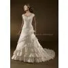 High Quality Taffeta Off-shoulder A-line Bridal Wedding Dress Custom Made thumbnail-1