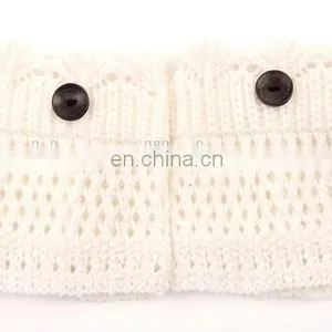 2016 Trendy Crochet Flower Boot Toppers With Wood Buttons thumbnail-2