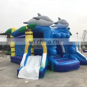 Sea Blue Dolphin Kids Bouncy Castle PVC Tarpaulin Inflatable Castle Prices thumbnail-3