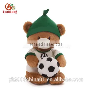 China Factory Wholesale Personalized Stuffed Brown Plush Football Teddy Bear Doll thumbnail-1