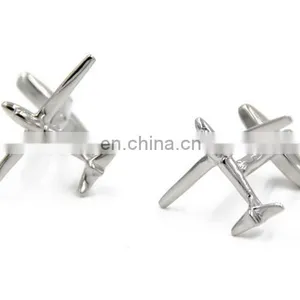 Silver Airplne Shape Cufflink, Custom Make Cufflink,ainz Alloy Silver Aircraft Design Cufflinks and Tie Clip as per Your Own l thumbnail-4