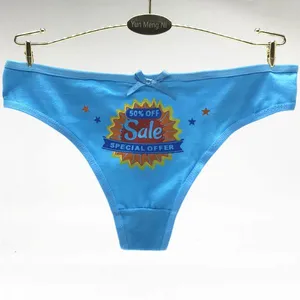 Yun Meng Ni Sexy Underwear 50% OFF SALE Fancy Printed T Back Breathable Cotton Lady Thong thumbnail-4