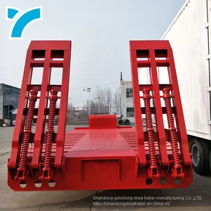 Made in China Gooseneck Low Platform Semi Low Flatbed Trailer Lowbed Truck Trailer for Sale thumbnail-2
