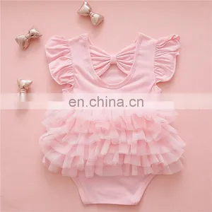 Wholesale Baby Girls Cotton Clothes Princess Ruffle Birthday Baby Girls Party Romper thumbnail-4