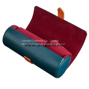 Men's Luxury Personalized Leather Roll Bag, Travel Bag, Collectible Bag,Travel Portable Watches Box PU Leather Watch Roll Case With Ring Holder Box thumbnail-1